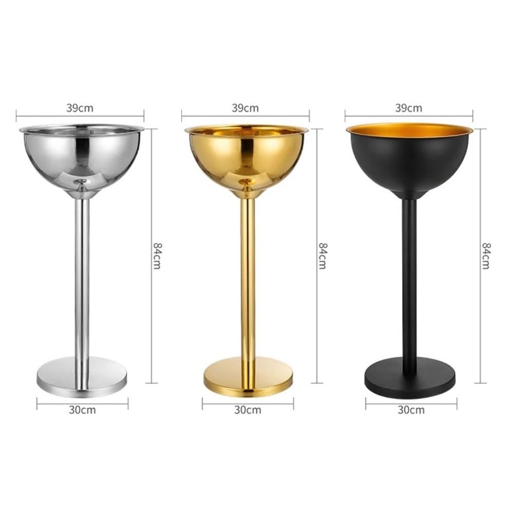 Cubo de Hielo Cubo de Vino Hielo for Fiesta en casa, Cubo Vertical Acero Inoxidable, for champán, Lavabo Grueso for al Aire Libre Cubo de Hielo frío para Barra(Gold)