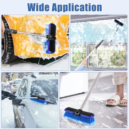 Car Wash Brush Head with Soft Bristle 10 Inch, Car Cleaning Brush with Protective Bumper for Cleaning Auto Cars Trucks RV Boat Deck (Blue) - Thumbnail 7