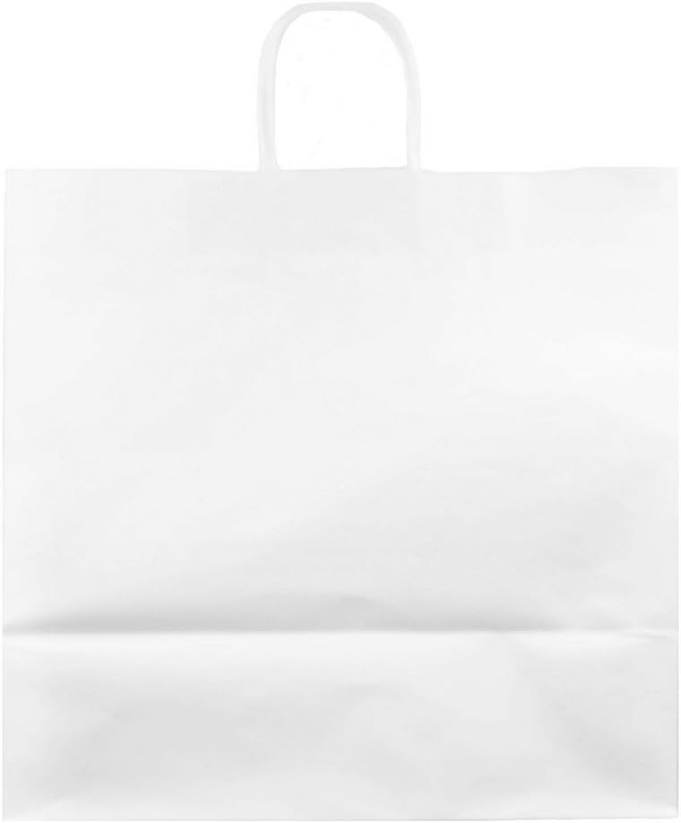 JAM Paper Gift Bags with Rope Handles - XX-Large Horizontal - 16 x 16 x 9 - White Kraft - 24/Box