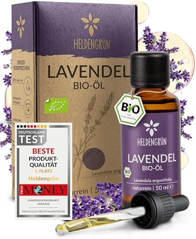 Heldengrün® BIO Lavendelöl [100% NATURREIN] Ätherisches Öl 50 ml | Lavandula angustifolia · floral, frisch & voller Seele · Bio-zertifiziert (DE-ÖKO-005) · Deutsches Startup