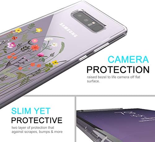 MOSNOVO Galaxy Note 8 Case, Wildflower Floral Flower Pattern Clear Design Printed Transparent Plastic Back Hard Case with TPU Bumper Protective Case Cover for Samsung Galaxy Note 8 (Little Flower)