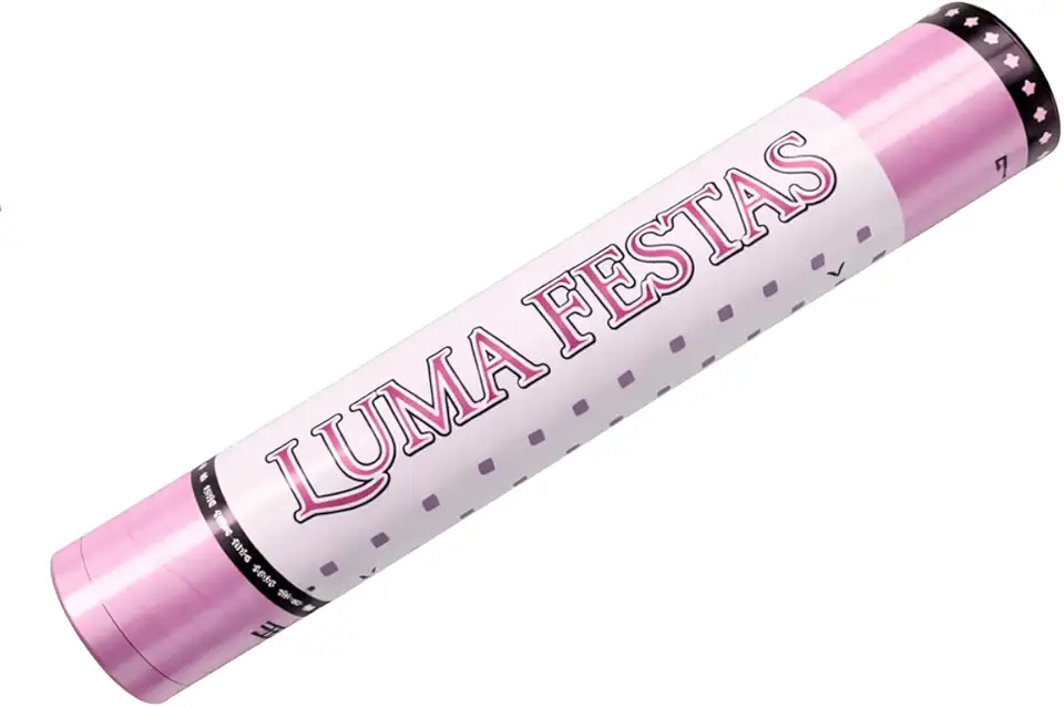 Lança Confete Colorido 30cm Profissional para Festa Aniversário Casamento Evento Chuva de Confetes Metalizados Luma Festas (Magenta)