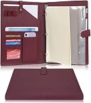 Wonderpool A4 Leather Portfolio Holder Ring File Document Case with Removable Binder Clipboard, Multi Pocket and Legal Pad for Business Organizer Interview and Meeting (Brown)