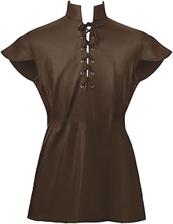 Sports T Shirts for Men Adult Men's Sweatshirts Mens Medieval Costume Halloween Tunic Vintage Shirts Medieval Lace Up Shirt Blouse Tops Cosplay Medieval Tunic Costume Vest Tanks Sh