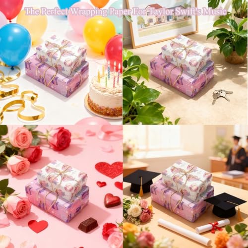 12 PCS Taylor Wrapping Paper, Music Themed Fan Gift Wrap for Girls, Birthday Wrapping Paper for Presents, Decorative for Party Celebration (50 * 70cm) - Image 4