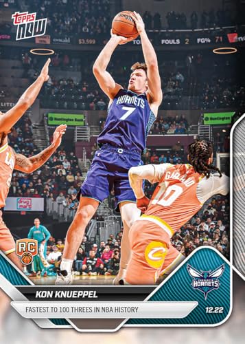 2025 Topps Now Kon Knueppel #97 Fastest to 100 Threes in NBA History Charlotte Hornets Rookie RC Basketball Card