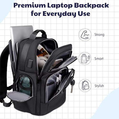 Image of CARRY TRIP Laptop Backpack with 2 Large Compartments & USB Charging Port,for Travel,Office and Daily Use