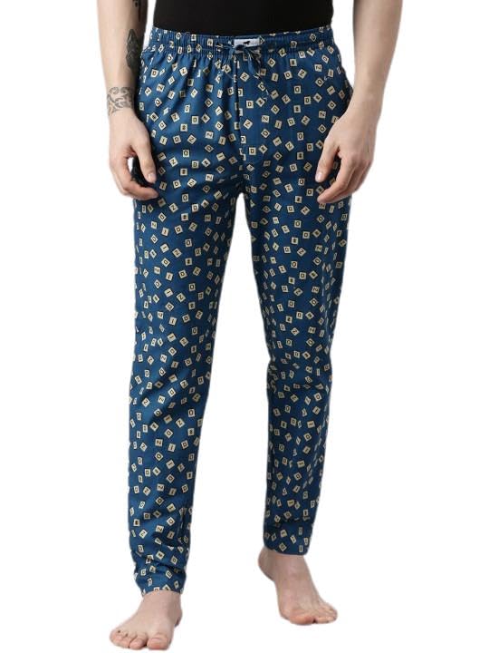 Men’s Printed Pure Cotton Lounge Pants Teal Blue M-image-9