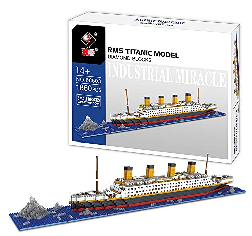 Titanic Model Building Block Set, 1860Pcs DIY Bricks Toys for Adults and Kids, Cruise ship Titanic Boat Model Building Kit, Titanic Gifts Not Compatible with Lego