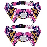 2 Packs Colorful Marble Texture Adjustable Bow Tie Dog Collar, Cute Dog Tuxedo Collar, Formal Pet Cats Necktie for Puppy Cat Wedding Grooming, Birthday Gift