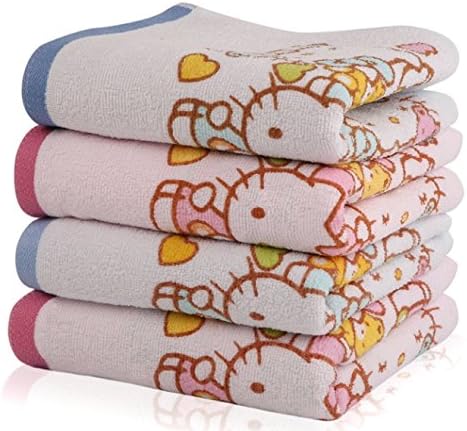 Kitty Lovely Towel set 2pcs 30.8X15.2 100% cotton bath shower Pink Blue Heart Pattern