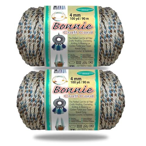 Pepperell Bonnie Braid Macrame Cord | 4mm x 100yd | Value 2-Pack | Twisted Polypropylene Cord for DIY Crafts, Plant Hangers, Wall Hangings, Crochet & Macrame (Sandalwood)