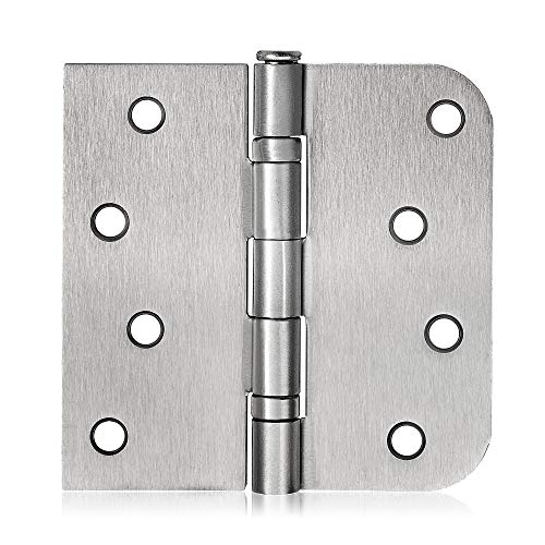 Ks Hardware Ball Bearing Door Hinge | Great For Heavier Doors To Eliminate Squeaking | Includes Installation Hardware | 4" X 4" With 1 Square & 5/8" Radius Corners | 2 Pack, Satin Nickel Finish #TOP1