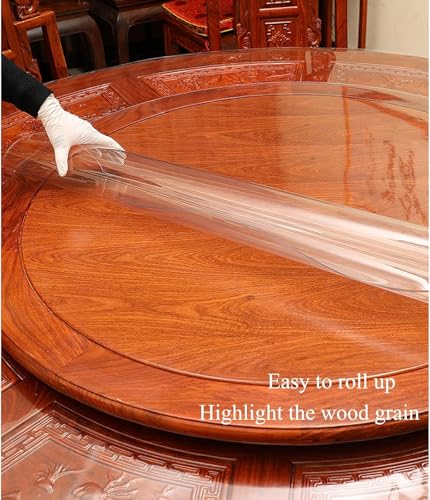 Nappe ronde transparente PVC 2mm lavable pour protéger table 120 cm - 3