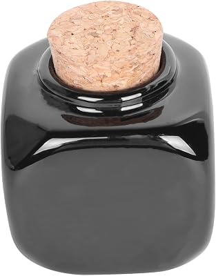 FOMIYES Water Mini Art Medicine Holder Bottles Tool Manicure Cork Ceramics Nail Lotion Liquid Sample Cup Porcelain Lid Stopper Dish Cera Dappen with Ceramic Wooden Cups