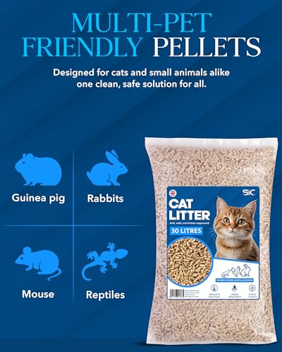 SIC Cat Litter 30L – Biodegradable Wood Pellet Cat Litter, Dust-Free & Unscented, Non-Clumping, Odour Control for Cats & Kittens, Natural, Soft Wood Pellets for Paws & Tray Freshness - Image 4