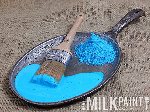 Real Milk Paint, Wood Paint For Furniture, Matte Paint For Cabinets, Walls, Brick, And Stone, Water Based Organic, No Voc, Aqua, 1 Pint #TOP1