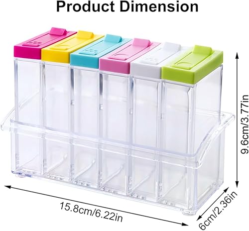 Miniatura 2 de Anberky - Juego de 12 tarros coloridos para especias y salero y pimentero, juego de condimentos, estuche dispensador de especias de plástico,