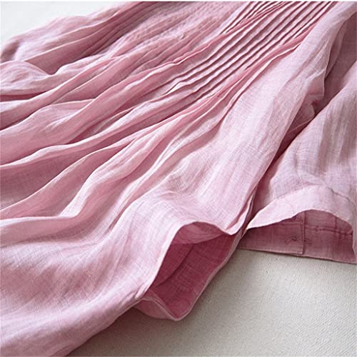 Vestido de Mujer de Verano Falda de Lino de Primavera y Verano de Túnica Plisada de Longitud Media Plisada de órgano (Color : Purple, Size : 2XL)