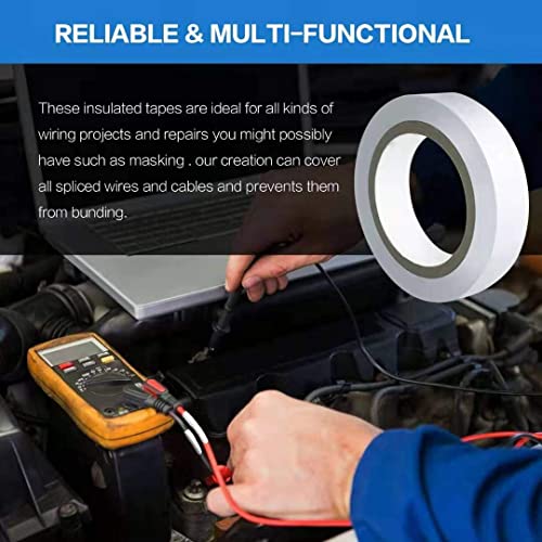 Wapodeai 3Pcs White Electrical Tape, Premium White Waterproof Tape, Flame Retardant Indoor Outdoor High Temperature Resistance Electric Tape, 0.62 In X 49 Ft #TOP2