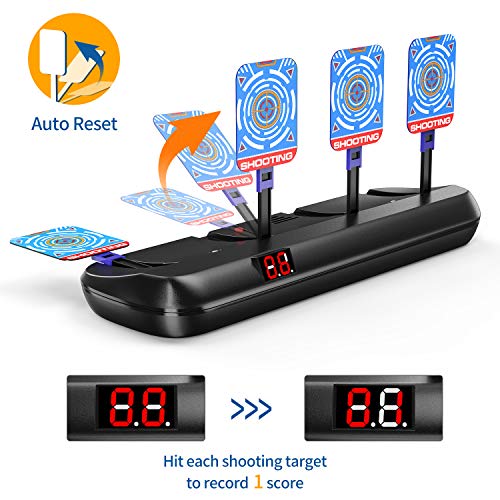 DG-Direct Upgraded Electric Scoring Auto Reset Shooting Digital Target for Nerf Guns Blaster Elite/Mega/Rival Series with 20 Pcs Refill Darts and 1 Hand Wrist Band and 1 Alternate Scoring Target.