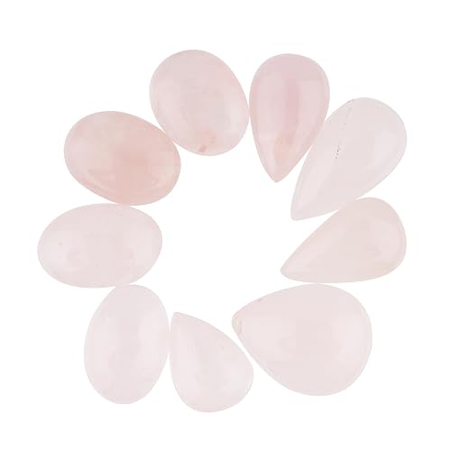 ColouredRocks 10pcs Rose Quartz Crystals, Cabochons, Flat Back Stones, Polished Gemstones, Jewelry Making Supply, DIY, Crafts, Decor, Gift, Wholesale Bulk 150+ carats 18-20mm