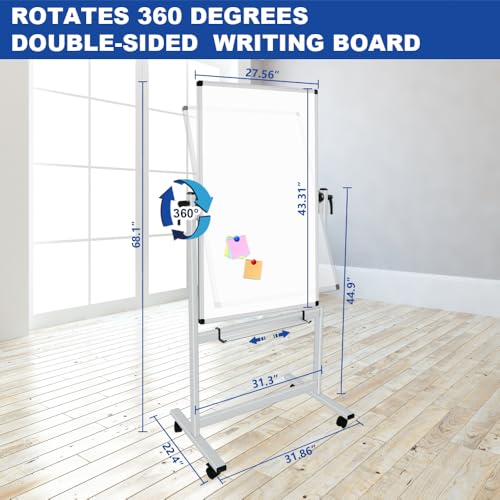 Image of XBoard Whiteboard Mobile 44x30inch, Double Sided Magnetic Dry Erase Board on Wheels, Magnetic Portable Easel with Stand