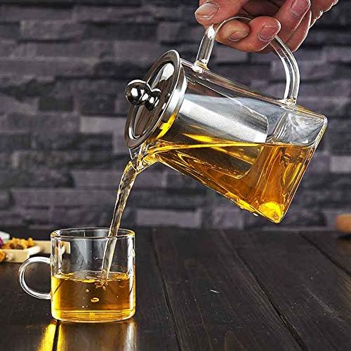 Square Glass Teapots, ANSUG 550 ml Clear Heat Resistant GlassTea Pots - Stainless Steel Tea Infuser and Strainers Safe for Microwavable and Stovetop
