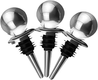 3Pcs Stainless Steel Wine Bottle Stoppers with Silicone Seal Reusable Metal Bottle Plugs for Wine Whisky Vacuum Seal Plugs for Travel and Home Use