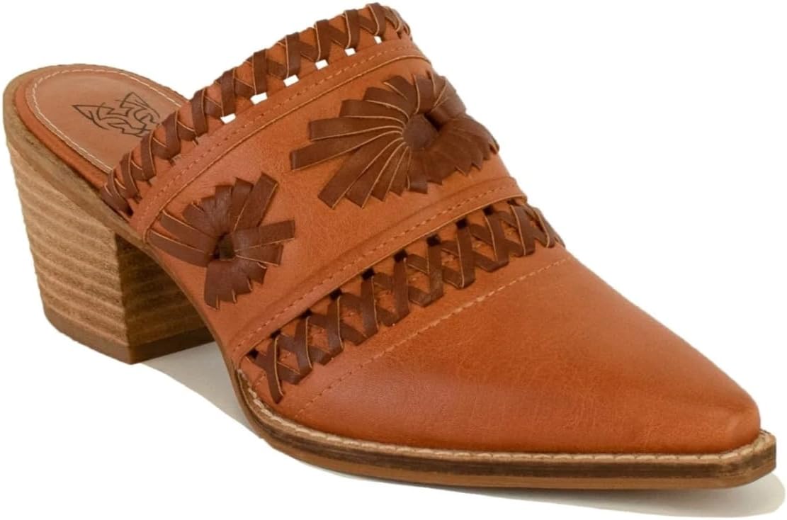 Beast Fashion Women's Woven Block Heel Mules Stacked Block Heels Mules Comfort Pointed Toe Backless Slip on Slides Loafer Shoes