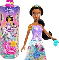 Mattel Disney Princess Jasmine Fashion Doll Set, Spin & Reveal with 11 Surprises Including 5 Accessories, 5 Stickers & Play Scene, Inspired by Movie