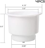 Vista 2 de Amarine Made 4pcs sostenedor de plástico marino para bebidas con inserto de drenaje, color blanco