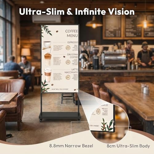 Image of 43″ Digital Signage,3000 Nits Auto-Brightness Adjustment,Android 14, Floor Standing Digital Kiosks Displays,CMS /WiFi /HDMI /USB Input Auto Media Player, Totem Advertising Digital for Shop Window