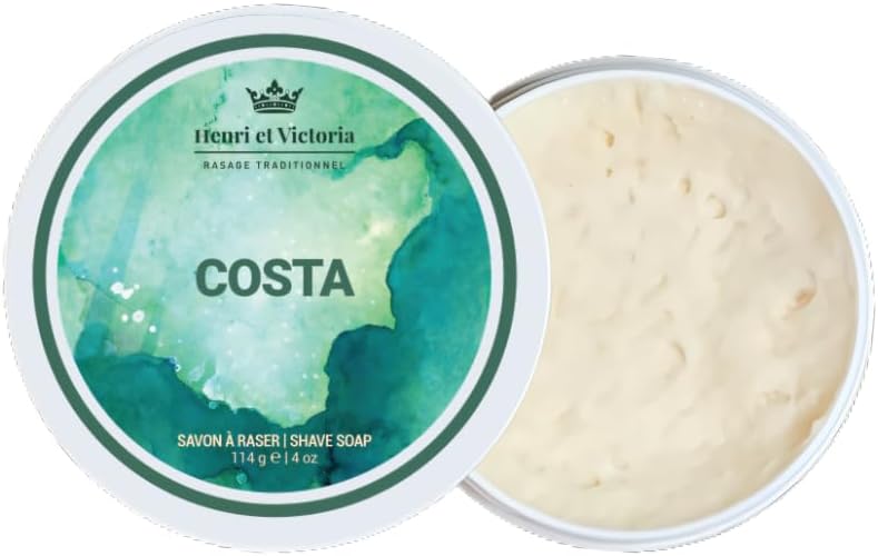 Sabonete de barbear HENRI ET VICTORIA para homens, fragrância Costa, 114 g