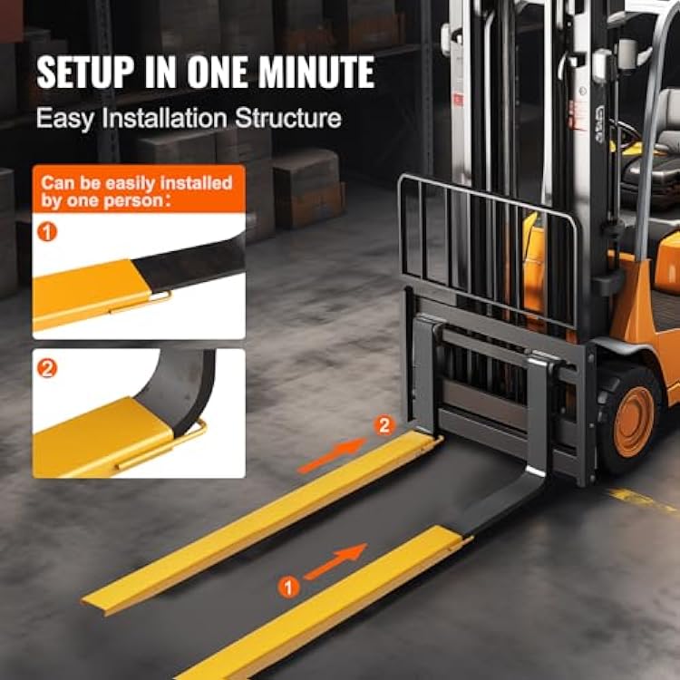 BestEquip Forklift Extensions, 96 inch Fork Extensions 4.5 inch Width, Heavy Duty Steel Pallet Fork Extensions, 1 Pair Forklift Extensions for Forklift Lift Truck Forklift Loaders