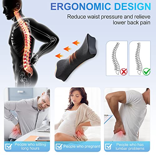 Elviros Lumbar Support Pillow, Adjustable Back Support Pillow For Sleeping, Ergonomic Memory Foam Lumbar Pillow For Lower Back Pain Relief, Back Pillow For Bed, Office Chair, Recliners, Black #TOP7