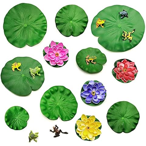 GOIYZTTR Juego de 24 Lirio de Agua Artificiales Flotantes Cover
