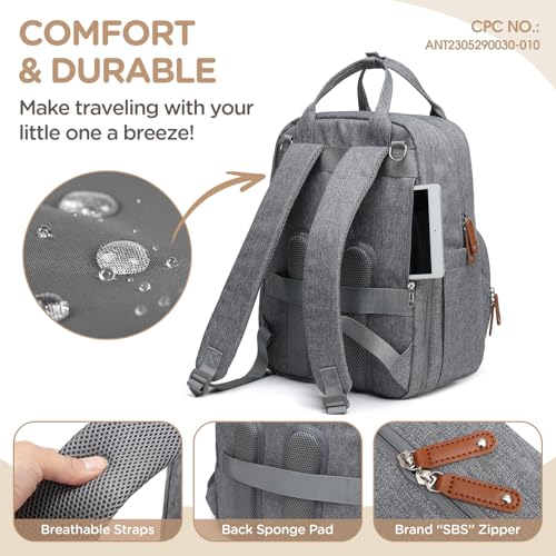Qualyphant DIAPER-BAG-GREY-01 Extra Large Diaper Bag Backpack For Two Kids thumb #4