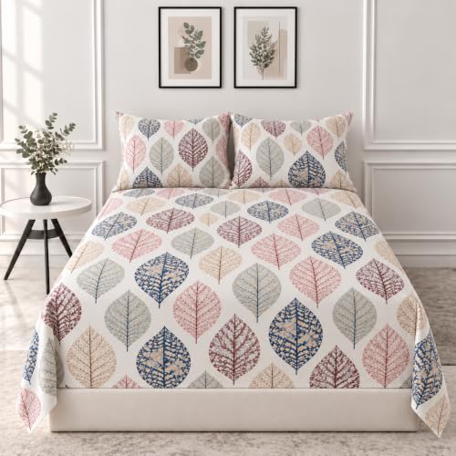 Utopia Bedding Soft Poly Cotton Floral Bedsheet for Double Bed Ki...