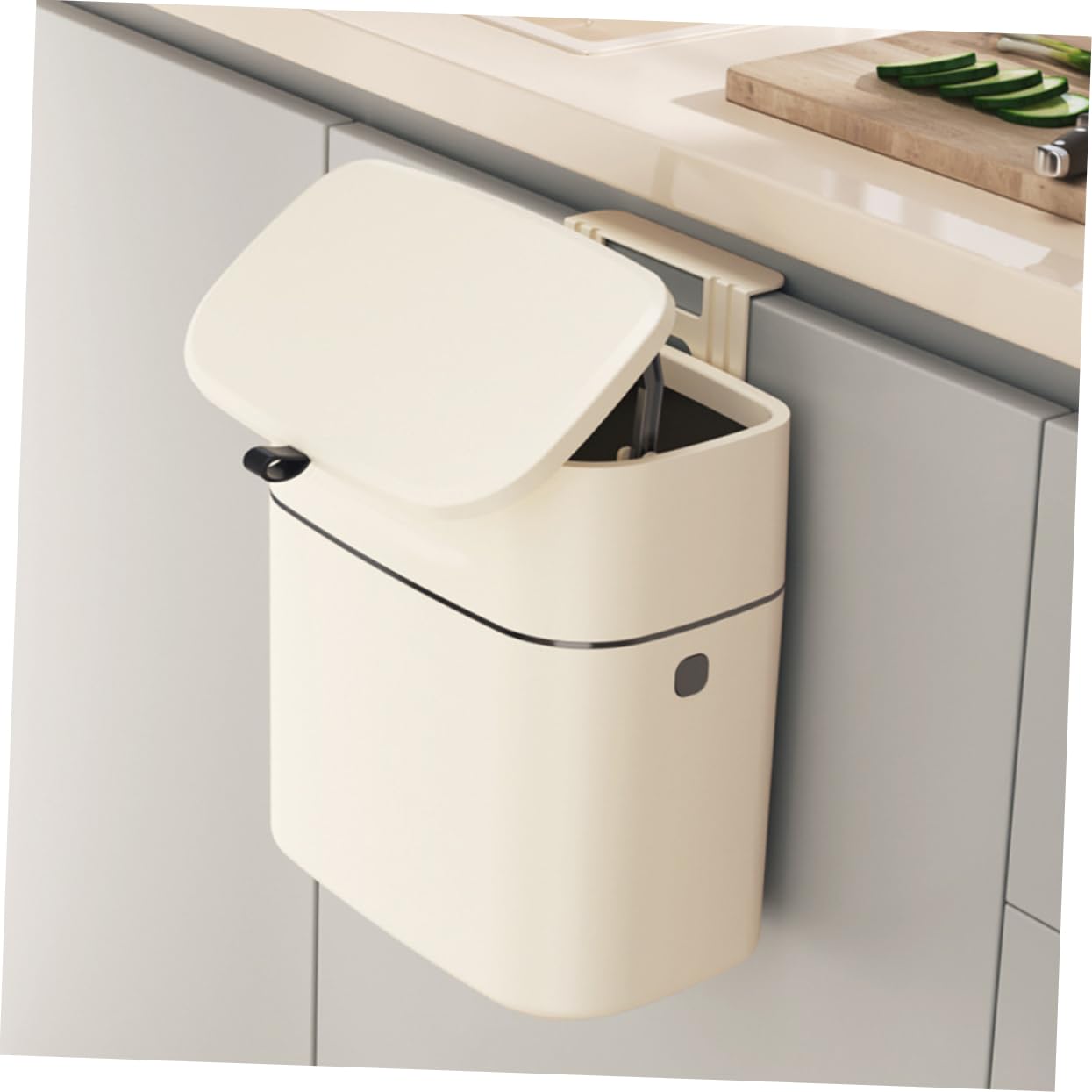Hanging Trash Bin Lid Wall-Mounted Kitchen and Bathroom Waste Container Space-Saving Rubbish Storage for Cabinets Easy to Clean and Design for Cooking and Bathing Spaces