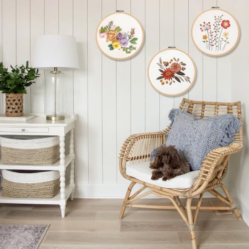 Image of Faylapa 6 Pieces Embroidery Hoop Adjustable Bamboo Round Cross Stitch Hoop Ring Display Frame 5 inch to 10 inch for Embroidery, Cross Stitch, Craft Sewing DIY Hanging Decoration