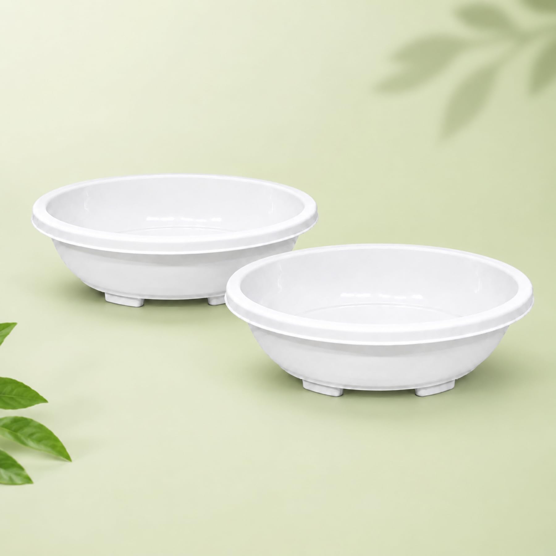 Oval Bonsai Planter Pot 12 Inch, UV and Weather Resistant Plastic Plant Bowl for Bonsai, Succulents and Mini Plants, Indoor Outdoor Garden Planter, White, Pack of 2-image-38