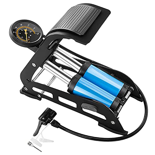 Image of Foot Pump Air Inflator 160 PSI Double Cylinder Portable Foot Pump Air Tyre Inflator for car Bike and Cycle (Blue)