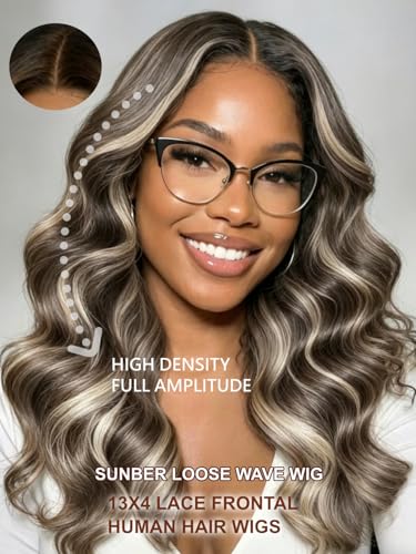Image of Sunber Natural Loose Wave 13x4 Lace Frontal Human Hair Wigs 26inch