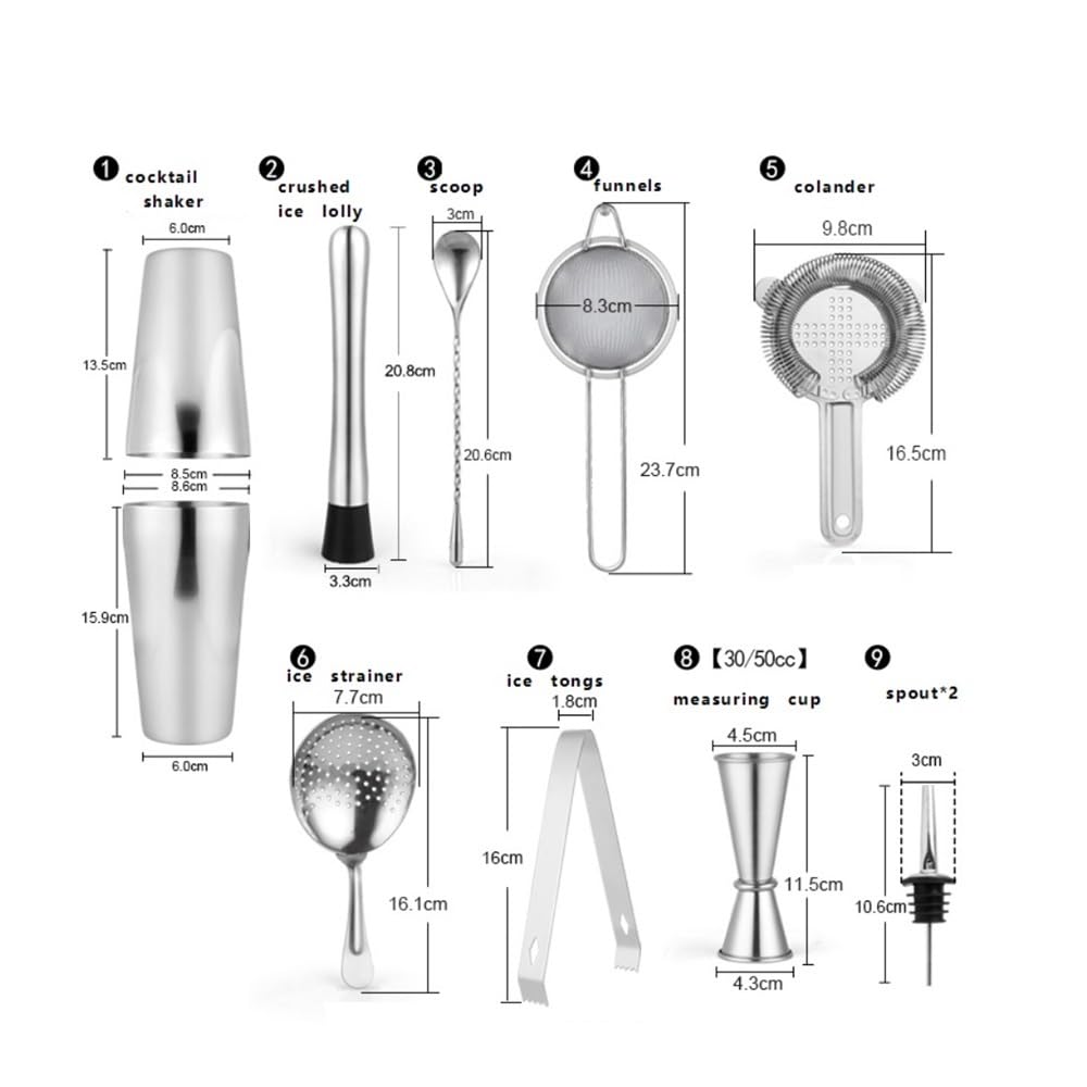Shaker à cocktails Ensemble de 10 shakers Boston - Outils à cocktail en acier inoxydable for barmans