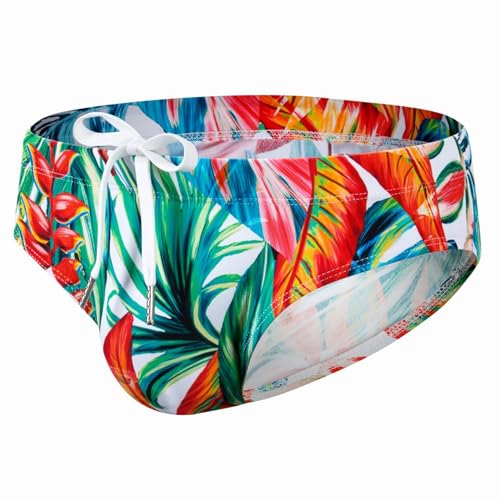 JOCKMAIL Slip de Bain Homme Maillot Piscine Slip Sexy Bikini Cordon de Serrage Réglable Briefs Swimwears (FR/ES, Alpha/Lettres, TG, Taille Normale, Taille Normale, 713 Fleurs Tropicales)