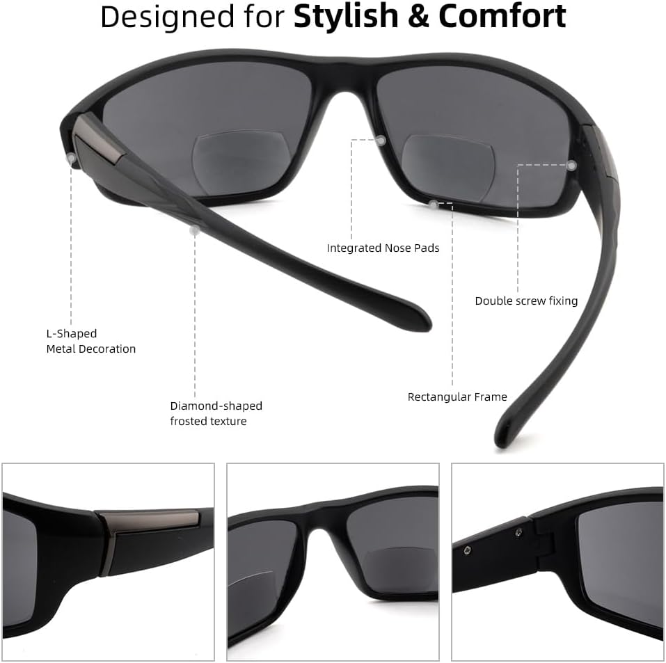HIYANJN 2 Pack Bifocal Reading Sunglasses Men Outdoor Sport Fashion lightweight Full Frame Sun reader UV Protection - Image 3