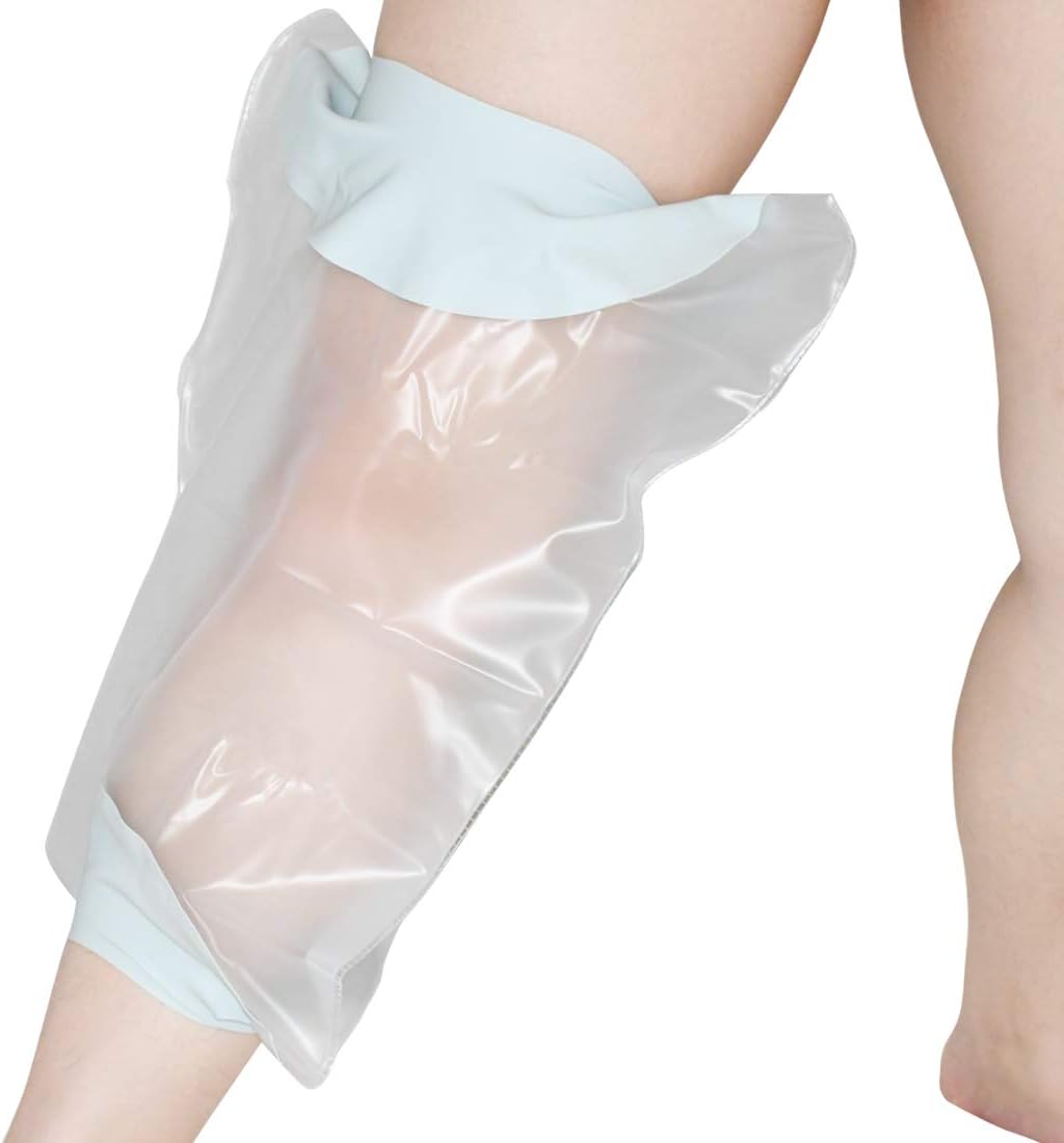 KEEFITT Knee Cast Cover for Shower Adult, Reusable Waterproof Shower Cast Protector for Knee Replacement Surgery, Wound and Burns