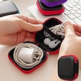 Headphone Case Colorful Travel Zipper Mini Coin Key Headphone Charger Holder Bag Storage Box Organizer Suitable for Travel(Red)