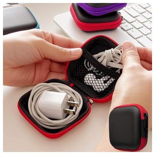 Headphone Case Colorful Travel Zipper Mini Coin Key Headphone Charger Holder Bag Storage Box Organizer Suitable for Travel(Red)